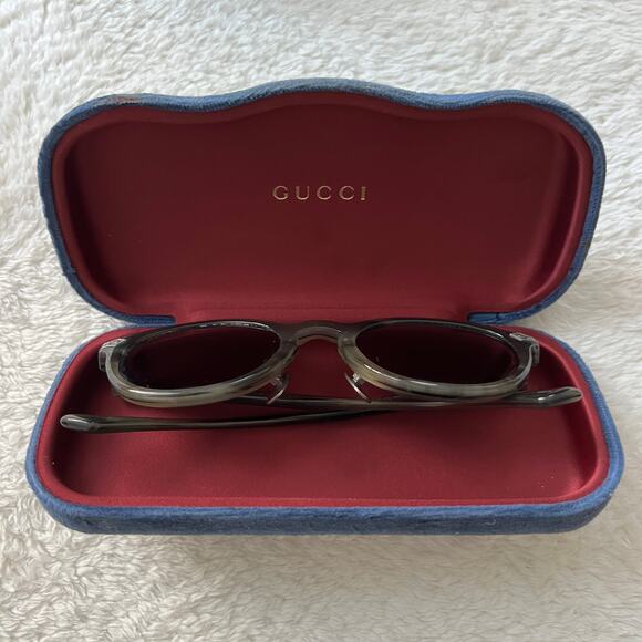 GUCCI Acetate Round Metal Sunglasses GG0071S Gray & Green - Picture 3 of 14